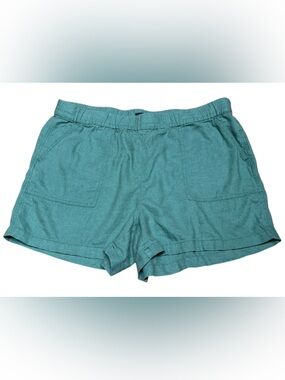 J. Crew green linen blend pull  on shorts 2025